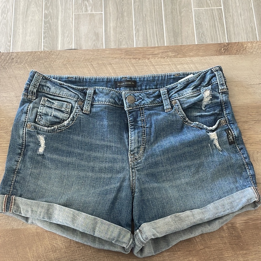 Silver Boyfriend Jean Shorts